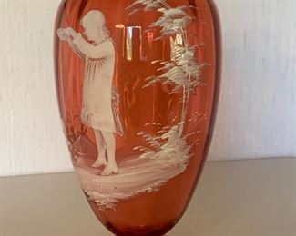 Mary Gregory glass vase