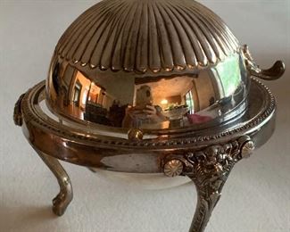 FB Rogers silver cavier/butter serving dish with glass insert