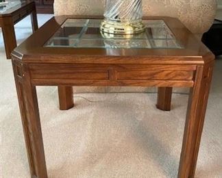 Glass top inlay side table