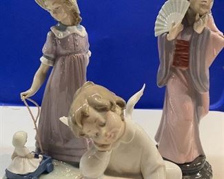 Lladro collection - vintage pieces still in box! Girl with wagon #5044, Angel Sonador #4961, Japonesita  Timida #4990, Japonesita Sayanara, and many more!