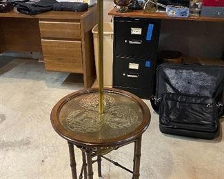 Brass table top floor lamp