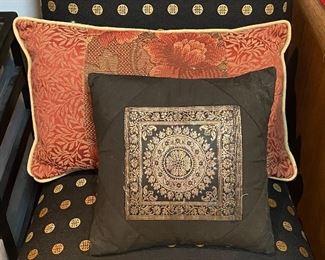 Assorted designer throw pillows