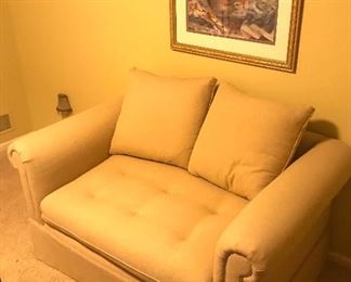 Extra wide, single cushion upholstered chair for two!! Great condition!