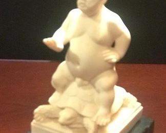 Vintage G. Ruggeri statue “BACCHUS ON TURTLE” - resin and alabaster, made in Italy