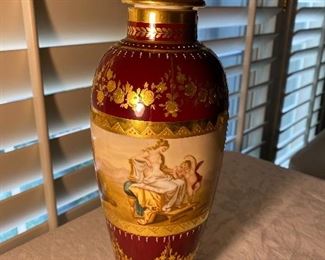 Pair of Royal Vienna hand painted urn vases signed by Rache Grazien… beautiful!