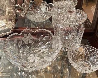 Beautiful crystal serveware bowls, platters. etc