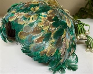 Vintage green feather hat