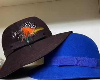 Great brown and royal blue hats!