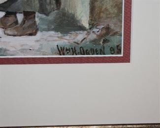 Beautiful Watercolor of Spanish Street Scene in Medieval Times signed and painted by Wm. H. Ogden '95.