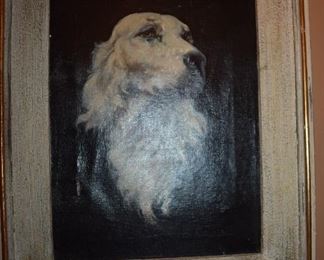 Beautiful Framed Painting of a Dog with an expression to warm any heart! Signed by the Artist Caren...