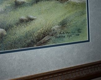Gold Framed Print of Farm Scene with Stone Bridge Burton Dye 1989 #63 of 1,900