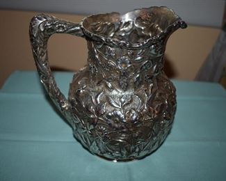 Gorgeous Sterling Silver Water Pitcher Repousse-Full Chased - Hand Chased by Stieff Kirk, circa 1889 in excellent condition!