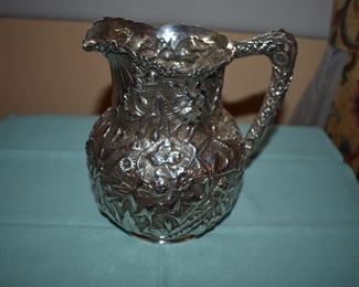 Gorgeous Sterling Silver Water Pitcher Repousse-Full Chased - Hand Chased by Stieff Kirk, circa 1889 in excellent condition!