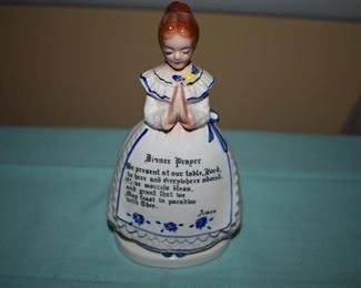 Vintage Porcelain Figurine with Dinner Prayer written on her apron