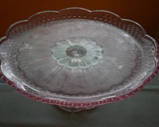 Antique Pedestal Glass Cake Plate