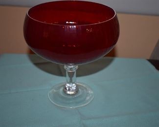 Antique Cranberry Glass Compote