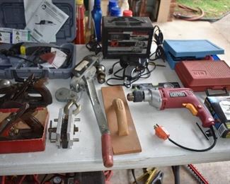 Antique Wooden Hand Planes, Schauer Battery Charger, Dremel, Come a long, Power Drill and more!