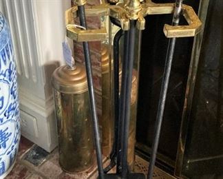 Brass fireplace tools