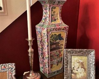 One of two lamps and one of two vases