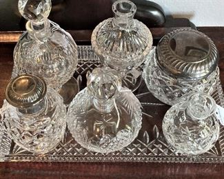 Perfume bottles including a Waterford one
