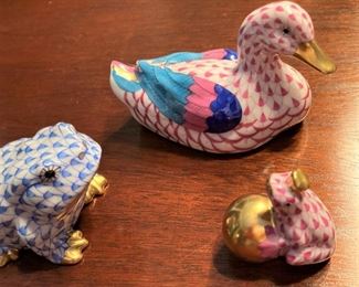 Hand-painted Herend frogs and duck - from Hungary