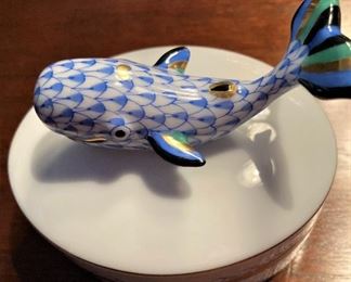 Caribbean Sea Collection - First Edition Herend trinket box with a whale atop the lid