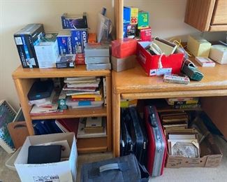 computer table, oak table.