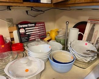 many nice dishes and serving pieces.