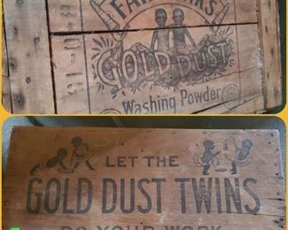 Gold Dust Twins washing powder wooden crate. Vintage Black Americana. 