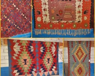 Hand woven rugs (Turkish and others). 