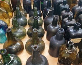 Antique onion bottles & mallet bottles