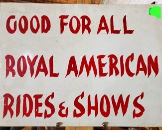 Vintage Royal American carnival sign. Wooden. 