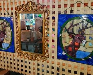 Deer stained glass, mirror