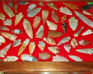 Native American flint frame. Some dovetail pieces. This fame is mixed, most old but a few newer. Spear points