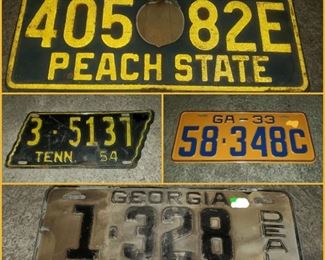 Huge collection of vintage license plates including these 4. 