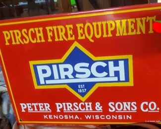 Pirsch Fire Equipment porcelain sign
