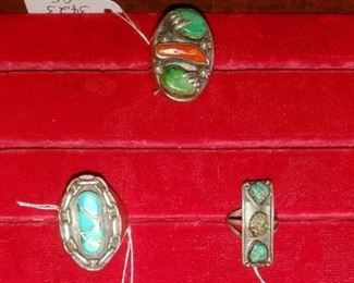 Turquoise and silver Native American rings