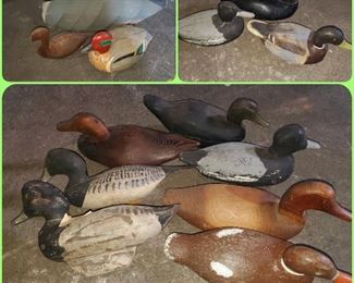 Wooden carved duck decoys
