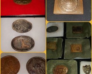 Civil war union belt buckles. Collection of reproduction Confederate buckles. 