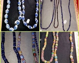 Chevron beads, powder glass beads, blue/white Chinese beads, and more. 