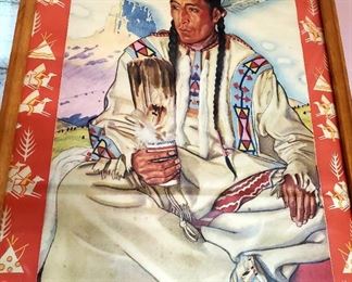 Native America framed calendar top from the 1950s