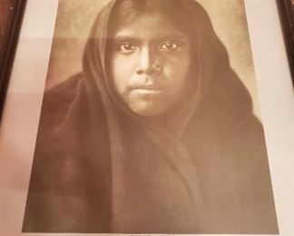 Qahatika Girl by Edward S. Curtis. Tweed Weave. Framed. 
