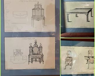 Chippendale furniture framed print collection. 