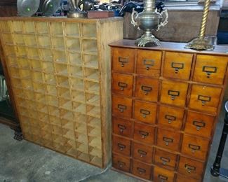 Vintage card catalog & mailbox cubby cabinet