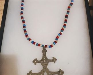 Harbor Bay Indian fur trade medal on trade beads