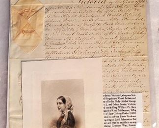 Handwritten letter from Queen Victoria written in 1842 with her signature and seal. One of a kind!