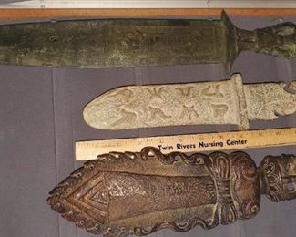 Chinese carved stone knives (Buddha head)
