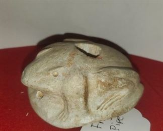 Asian frog effigy pipe