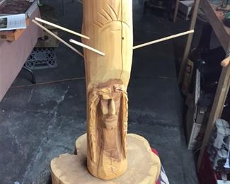 Carved wooden Native American post