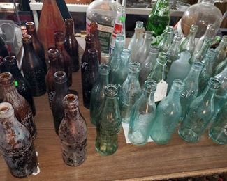 Vintage Coca Cola bottles: amber, straight side, Hutchinson, & more. 